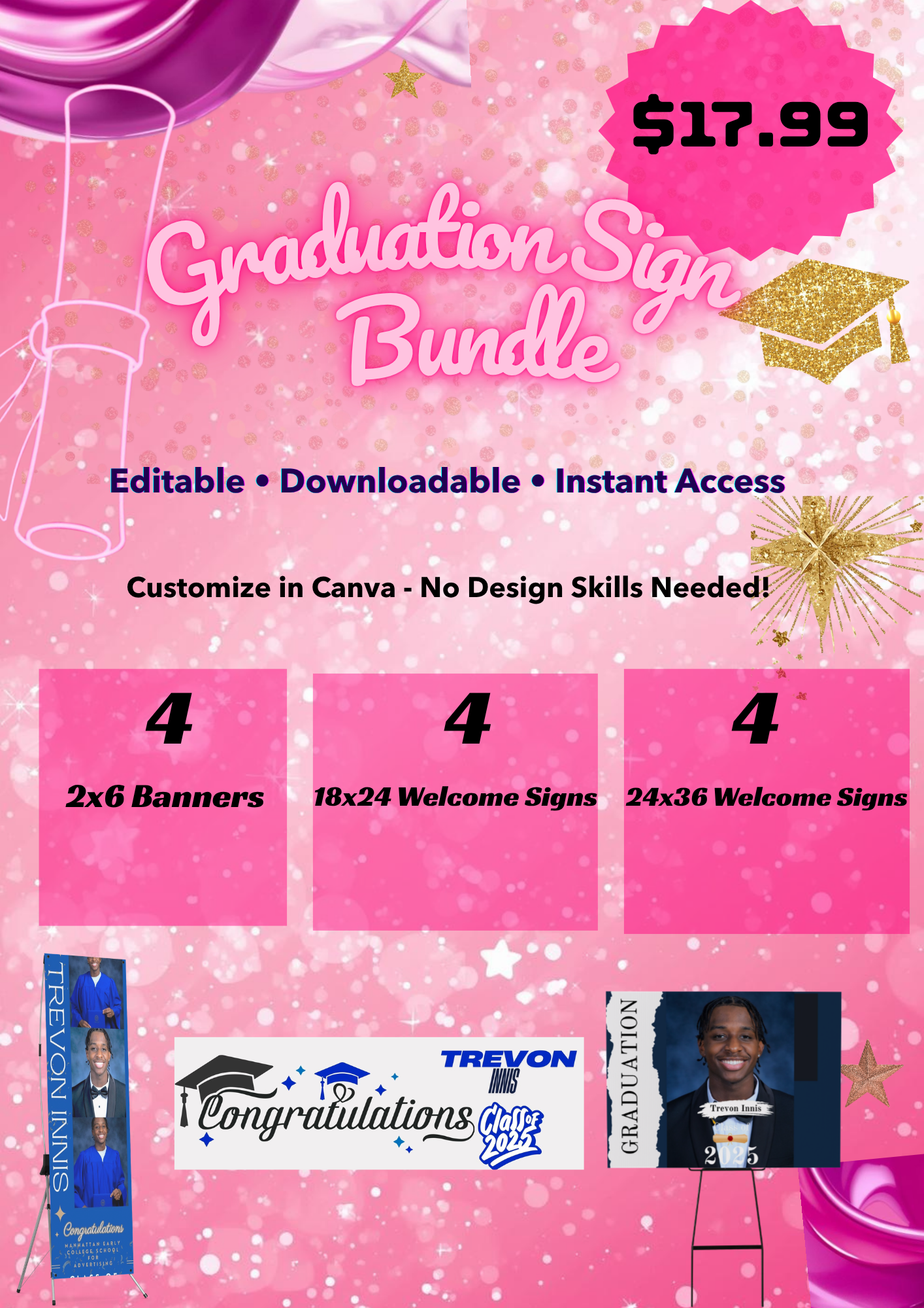Digital Graduation Sign Bundle