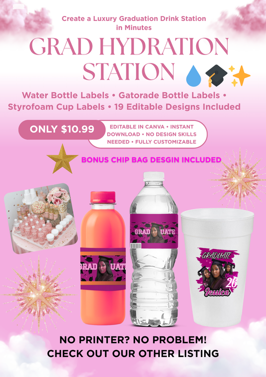 Digital Graduation Hydration Station Labels