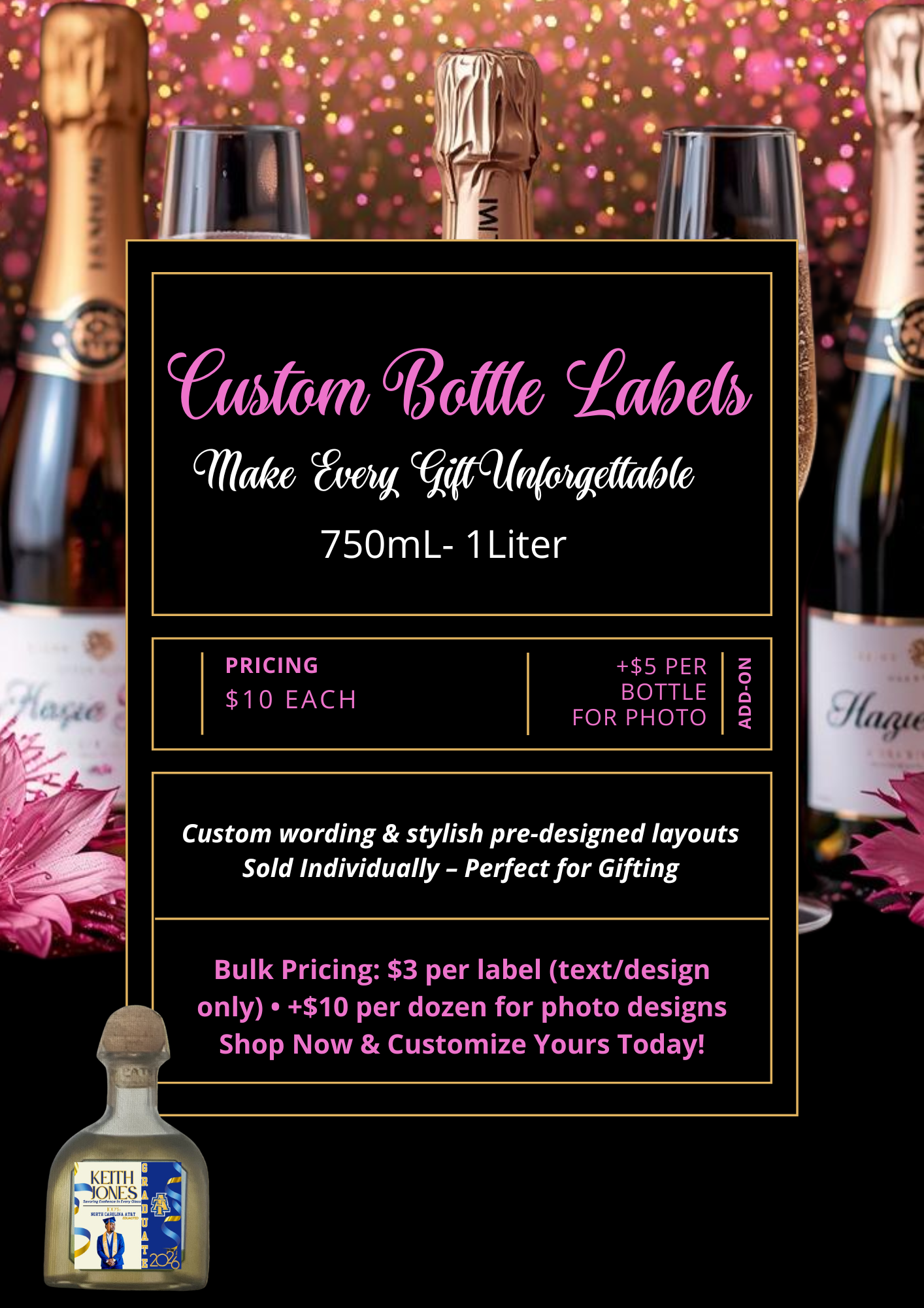 Large Wine & Liquor Bottle Labels